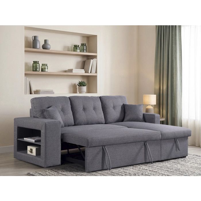 Canapé d'angle convertible Axel - Gris - HABITAT ET JARDIN - Réversible - Tissu - Avec accoudoirs - Vue supplémentaire 2