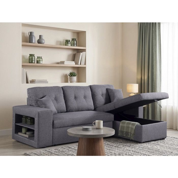 Canapé d'angle convertible Axel - Gris - HABITAT ET JARDIN - Réversible - Tissu - Avec accoudoirs - Vue supplémentaire 3