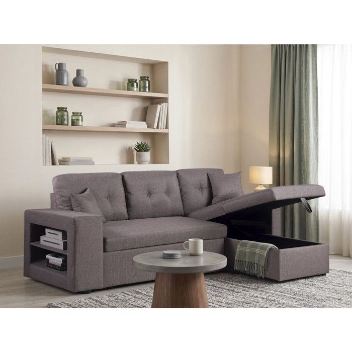 Canapé d'angle convertible "Axel" - Taupe - Vue supplémentaire 2
