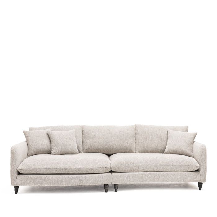 Farrah - Canapé d'angle convertible gauche 5 places tissu beige - Vue supplémentaire 1
