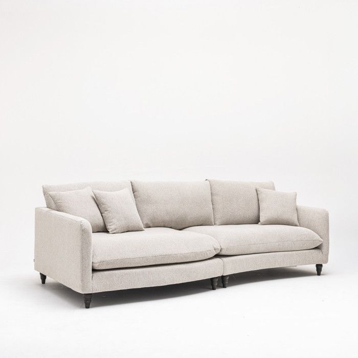 Farrah - Canapé d'angle convertible gauche 5 places tissu beige - Vue supplémentaire 3