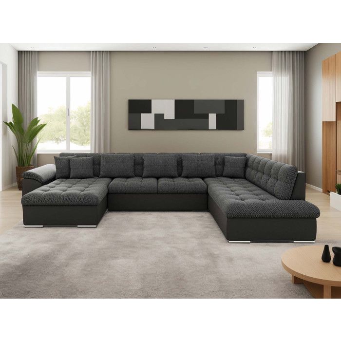 Produit similaire: Canapé panoramique XXL Chuck - Convertible avec coffre - 7 places - Style contemporain - Noir / Gris