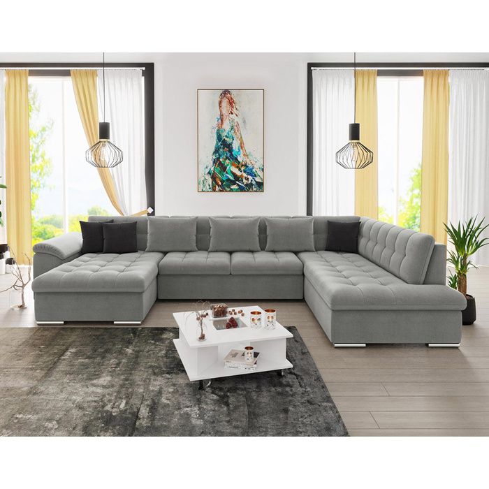 Produit similaire: Canapé panoramique XXL convertible avec coffre 7 places style contemporain - Chuck - Gris