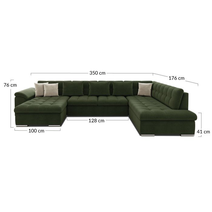 Canapé panoramique XXL convertible avec coffre 7 places style contemporain - Chuck - Gris - Vue supplémentaire 2