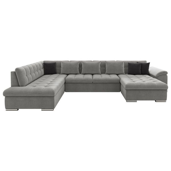 Canapé panoramique XXL convertible avec coffre 7 places - BESTMOBILIER - Chuck - Gris - Vue supplémentaire 1