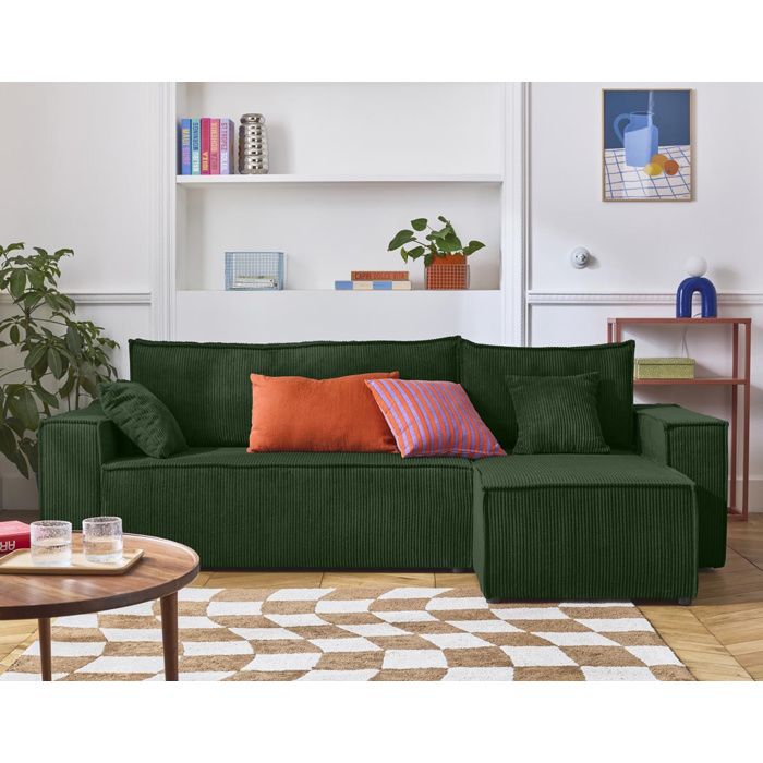 Produit similaire: Cezanne - canapé d'angle réversible - 4 places - convertible avec coffre - en velours côtelé
