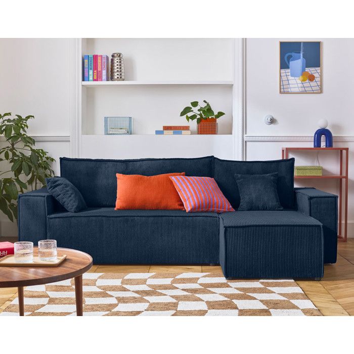 Produit similaire: Cezanne - canapé d'angle réversible - 4 places - convertible avec coffre - en velours côtelé