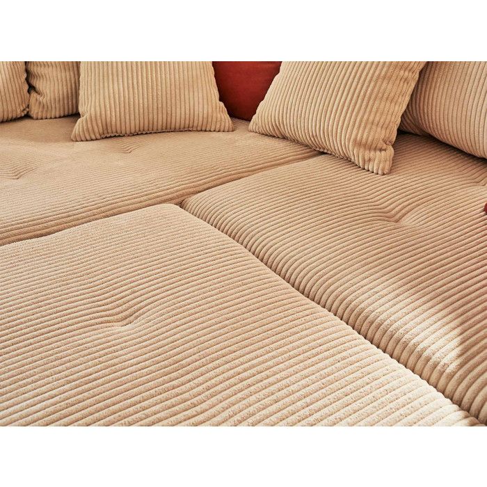 Rune - Canapé convertible 4 places velours beige - Vue supplémentaire 2