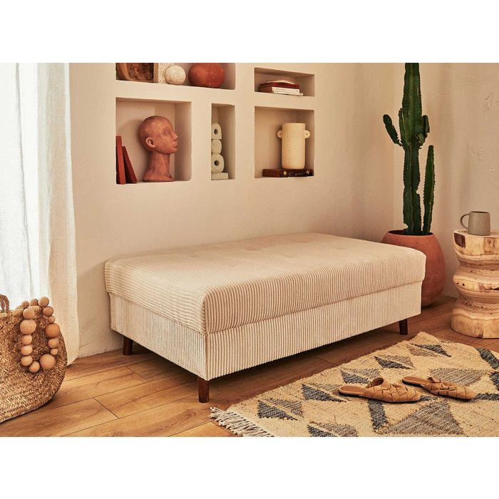 Rune - Canapé convertible 4 places velours beige - Vue supplémentaire 3