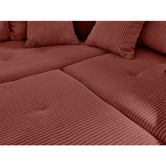 Rune - Canapé convertible 4 places velours côtelé rouge - Vue supplémentaire 3