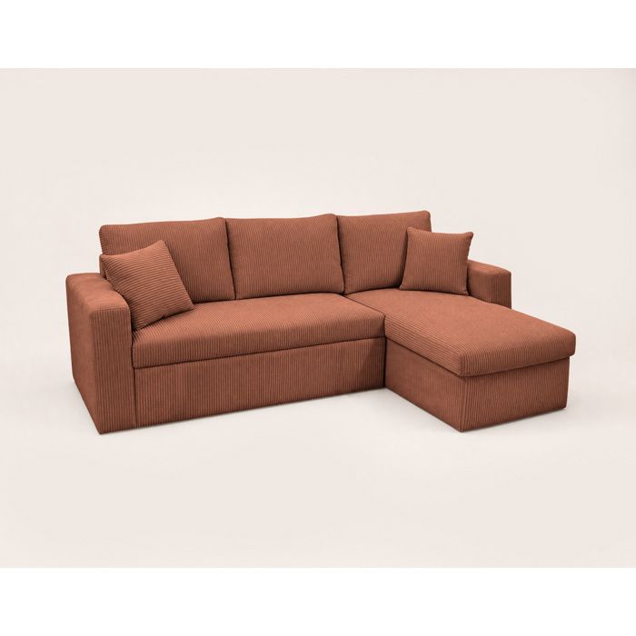 Canapé d'angle réversible 4 places en velours côtelé Terracotta - Cyrus - BESTMOBILIER - Vue supplémentaire 1