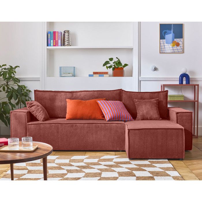 Produit similaire: Cezanne - canapé d'angle réversible - 4 places - convertible avec coffre - en velours côtelé