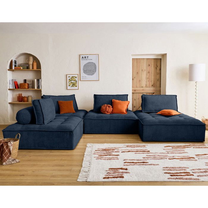 Produit similaire: Marisol - canapé panoramique modulable 7 places - velours texturé - Bleu