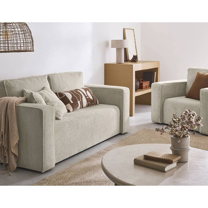 Produit similaire: Topaze - canapé droit 2 places - en velours côtelé - Beige