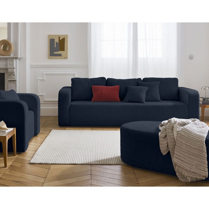 Produit similaire: Miro - canapé droit 3 places - convertible avec coffre - en velours texturé - Bleu