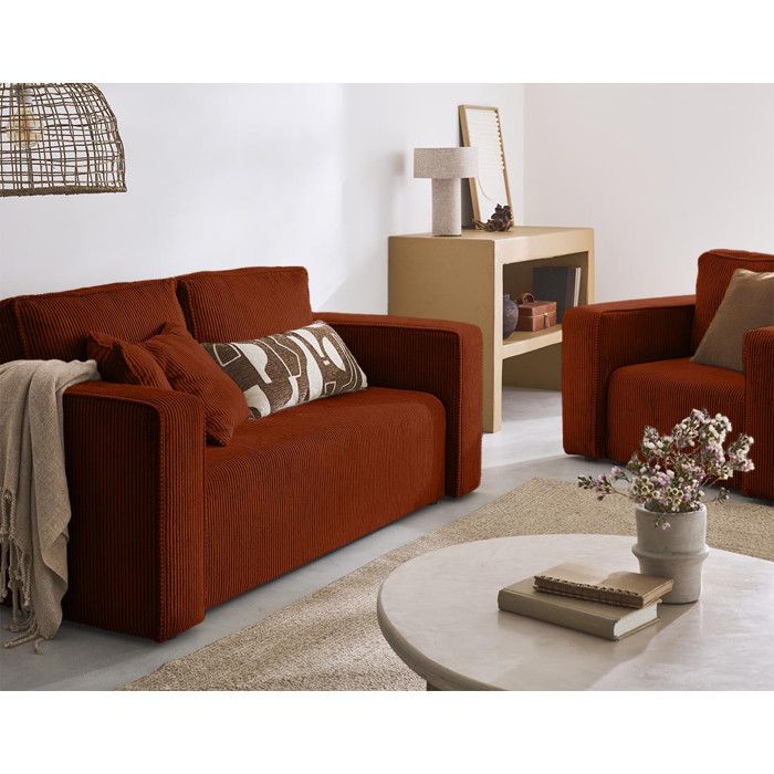 Produit similaire: Topaze - canapé droit 2 places - en velours côtelé - Terracotta