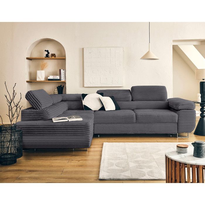 Produit similaire: Zaria - Canapé convertible 5 places velours gris