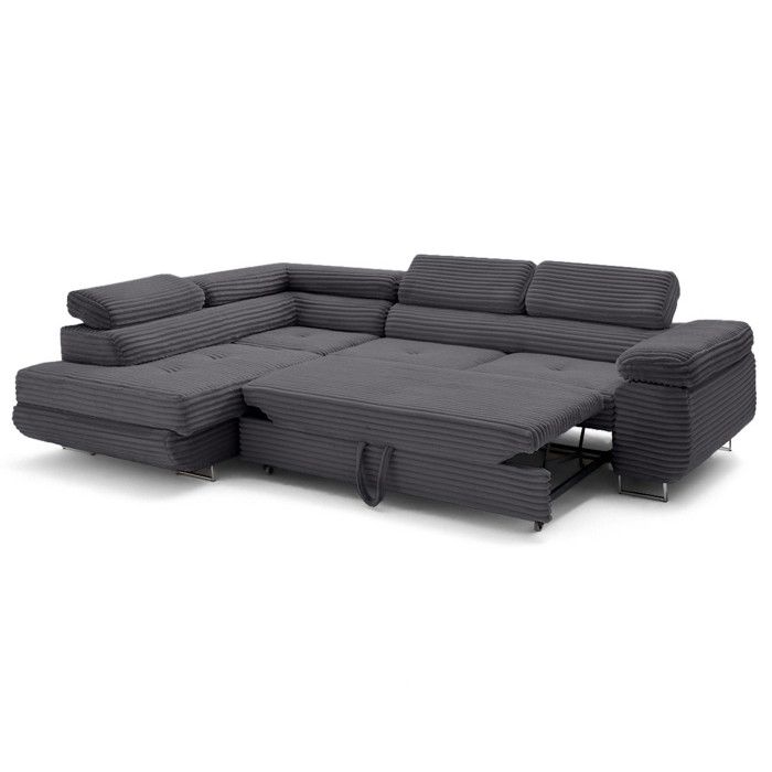 Zaria - Canapé convertible 5 places velours gris - Vue supplémentaire 2