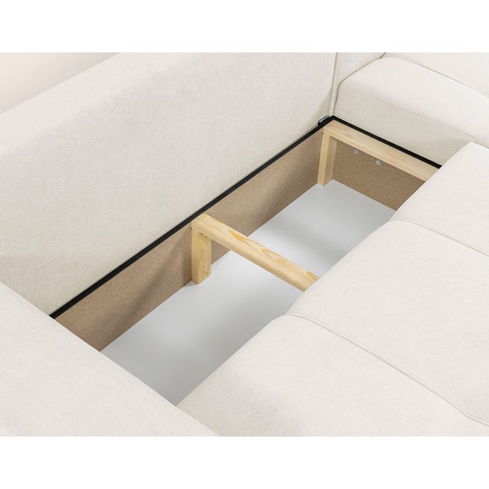 Nicole - canapé d'angle réversible 4 places convertible avec coffre en tissu - Beige - Vue supplémentaire 3