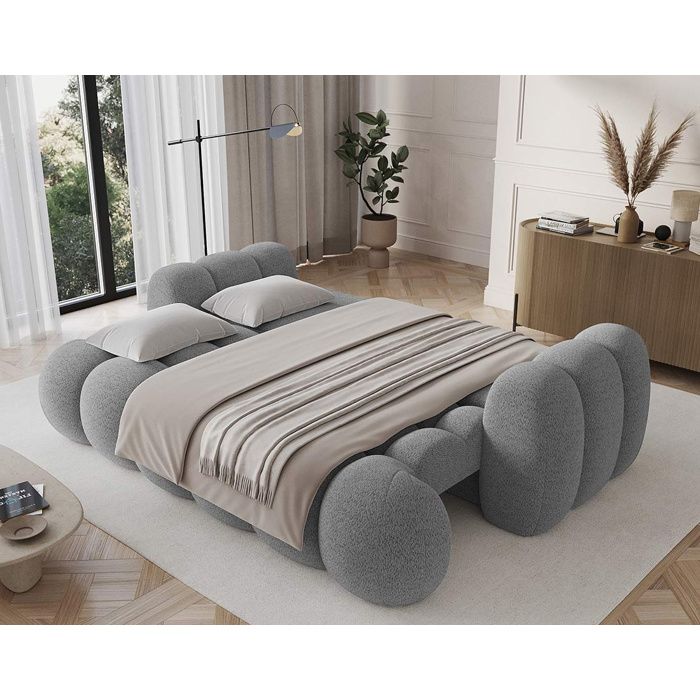 Dorian - Canapé convertible 3 places tissu bouclette gris - Vue supplémentaire 1