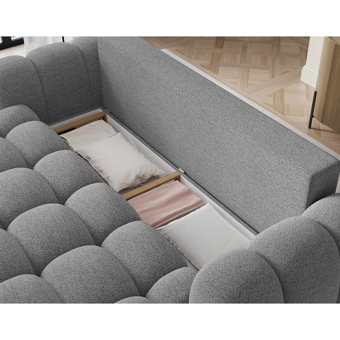 Dorian - Canapé convertible 3 places tissu bouclette gris - Vue supplémentaire 2