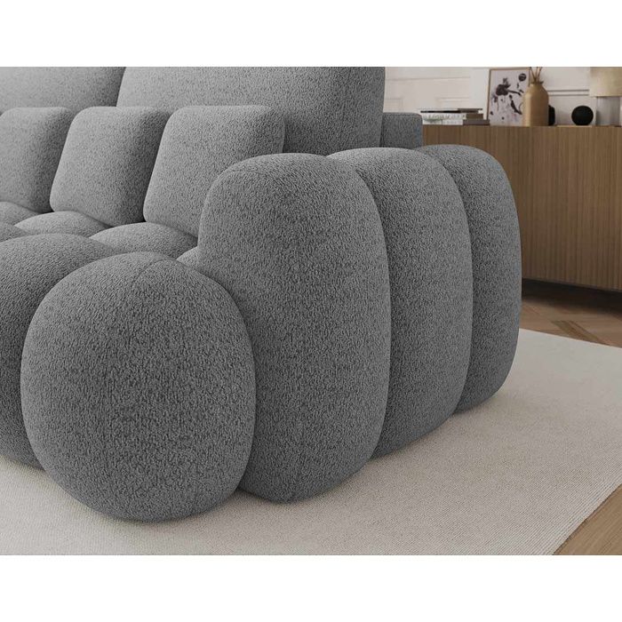 Dorian - Canapé convertible 3 places tissu bouclette gris - Vue supplémentaire 3