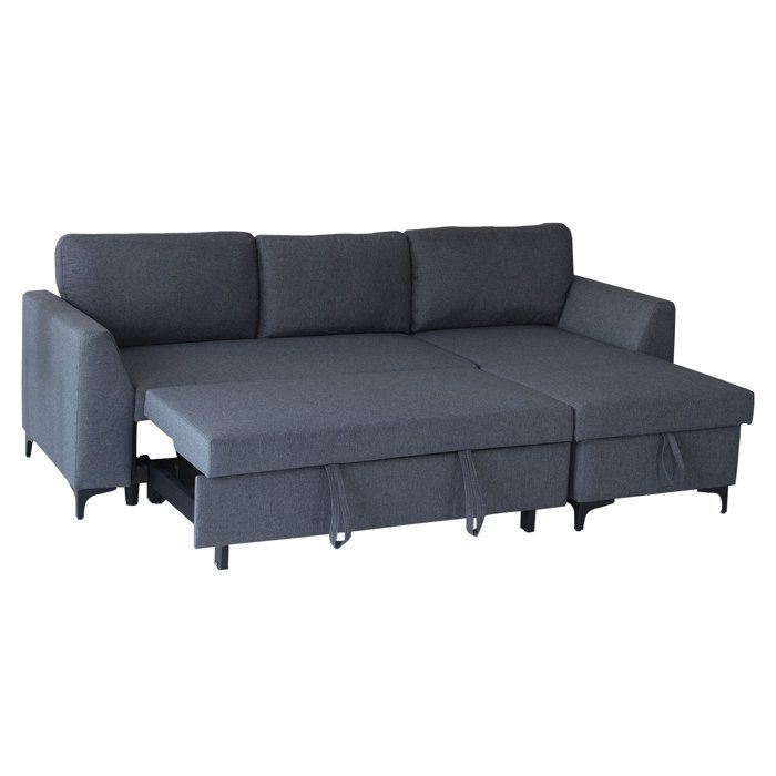 Canapé d'angle convertible LOGAN 3 places gris chiné - HAPPY GARDEN - Réversible - Tissu - Moelleux - Vue supplémentaire 3