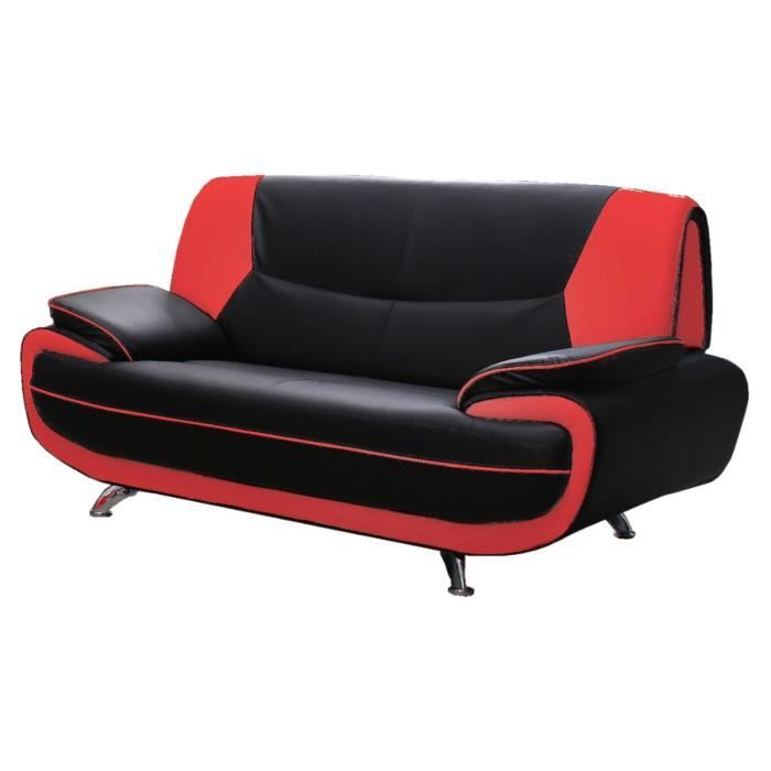Muza - Canapé 3 places similicuir noir et rouge - Vue supplémentaire 1