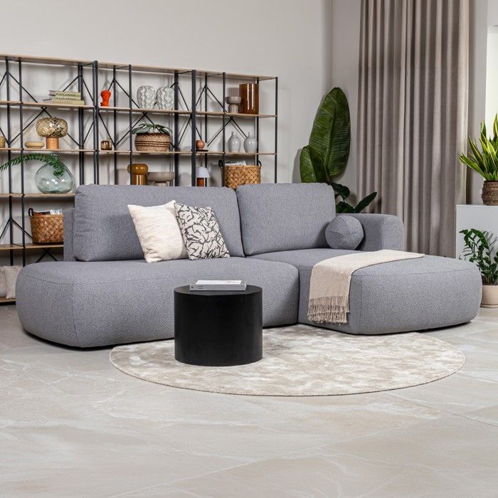 TYLAN - Canapé d’angle convertible avec coffre effet peau de mouton gris - Angle droit