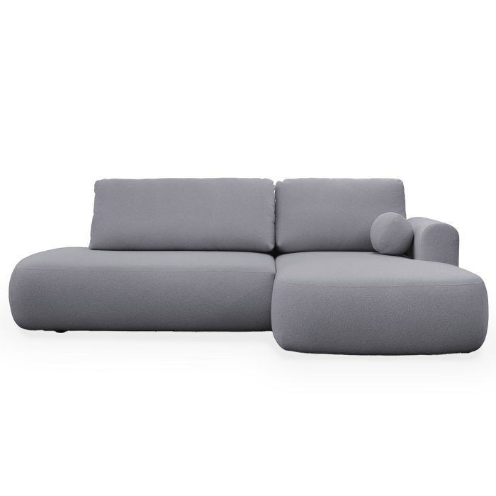 Tylan - Canapé d'angle convertible droit tissu bouclette gris - Vue supplémentaire 1