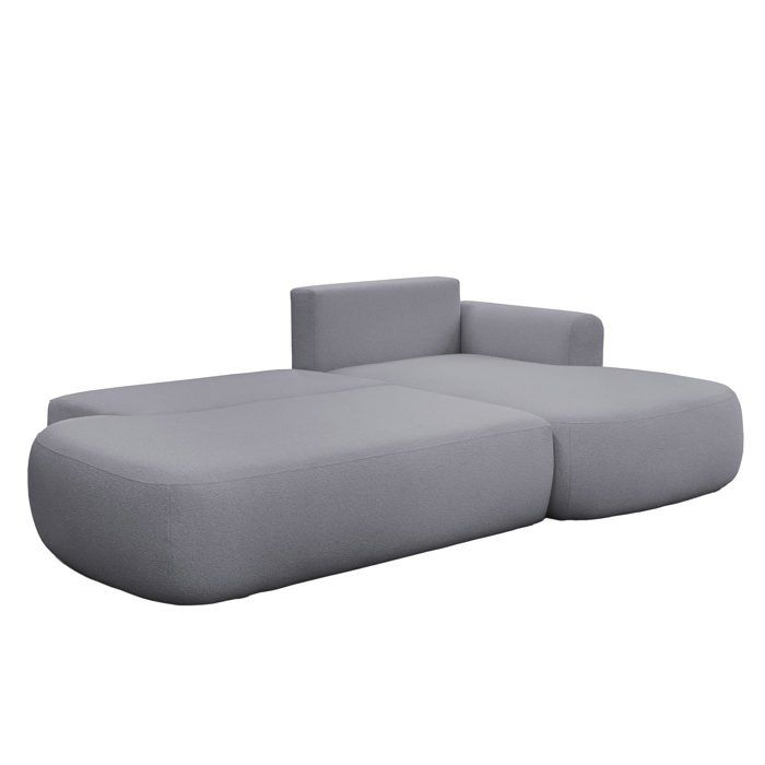 Tylan - Canapé d'angle convertible droit tissu bouclette gris - Vue supplémentaire 2