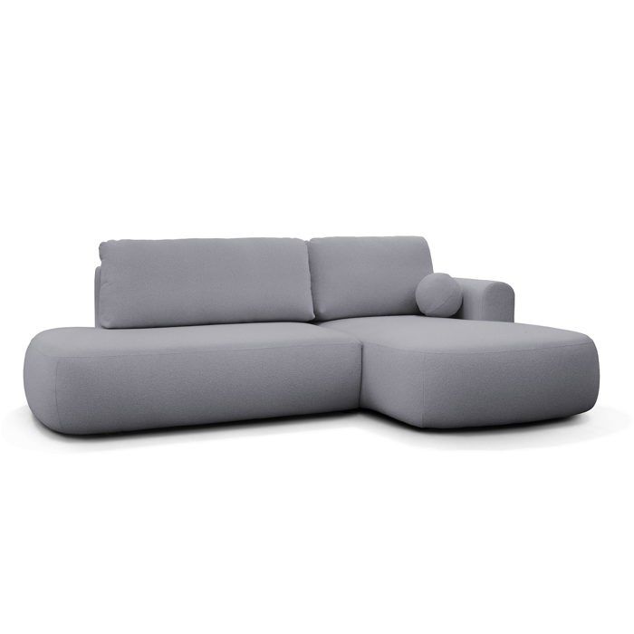 Tylan - Canapé d'angle convertible droit tissu bouclette gris - Vue supplémentaire 3