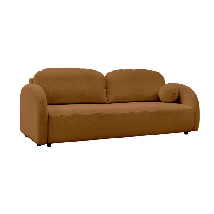 Syna - Canapé convertible 3 places tissu bouclette orange - Vue supplémentaire 1