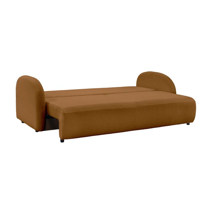 Syna - Canapé convertible 3 places tissu bouclette orange - Vue supplémentaire 2
