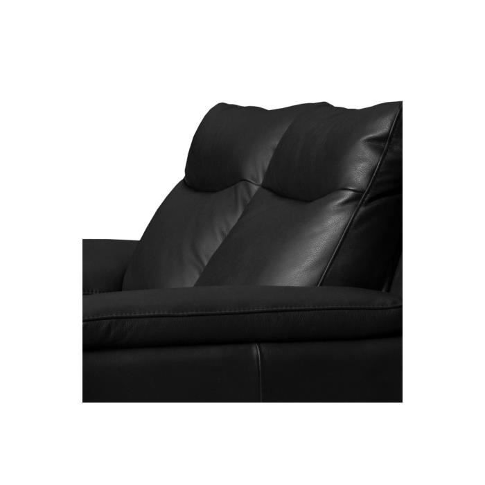 Perini - Canapé 3 places cuir noir - Vue supplémentaire 3