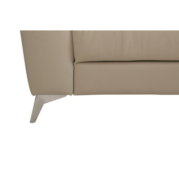 Canapé d'angle en cuir italien de luxe 5 places LUZINI beige, angle droit - Vue supplémentaire 1