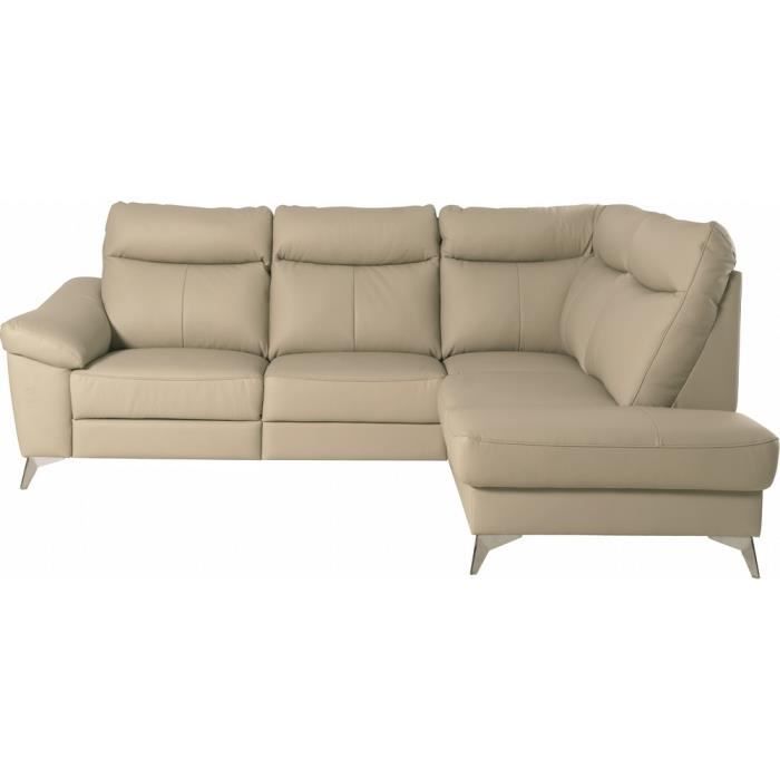 Canapé d'angle en cuir italien de luxe 5 places LUZINI beige, angle droit - Vue supplémentaire 2