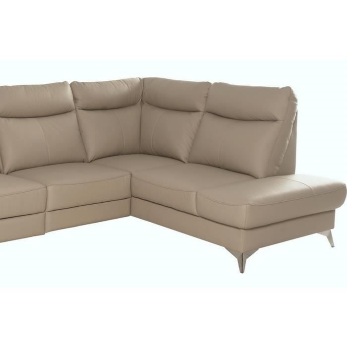 Canapé d'angle en cuir italien de luxe 5 places LUZINI beige, angle droit - Vue supplémentaire 3