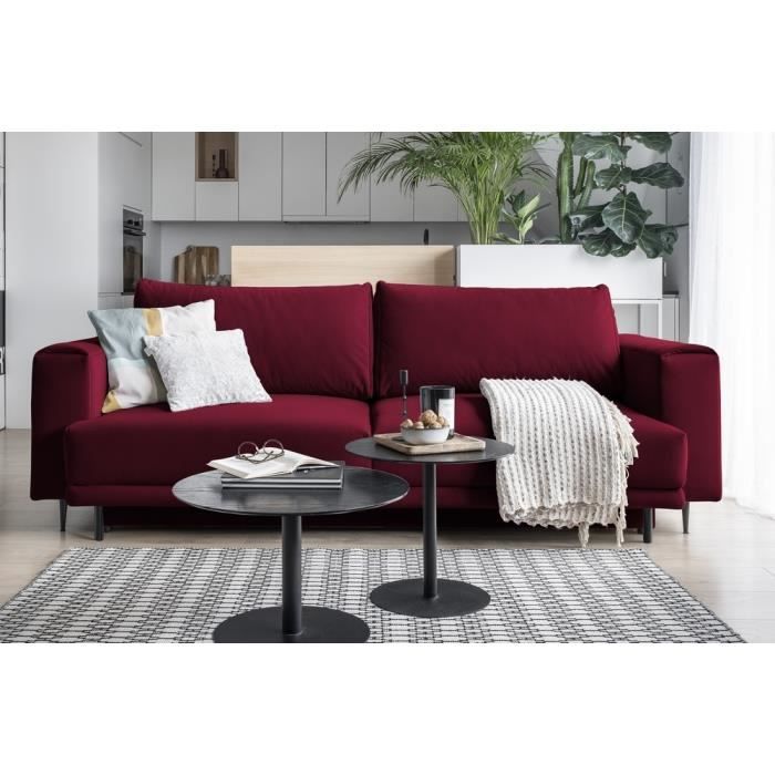 Produit similaire: Canapé 3/4 places convertible et espace de rangement - Rouge - en tissu de qualité, DANY