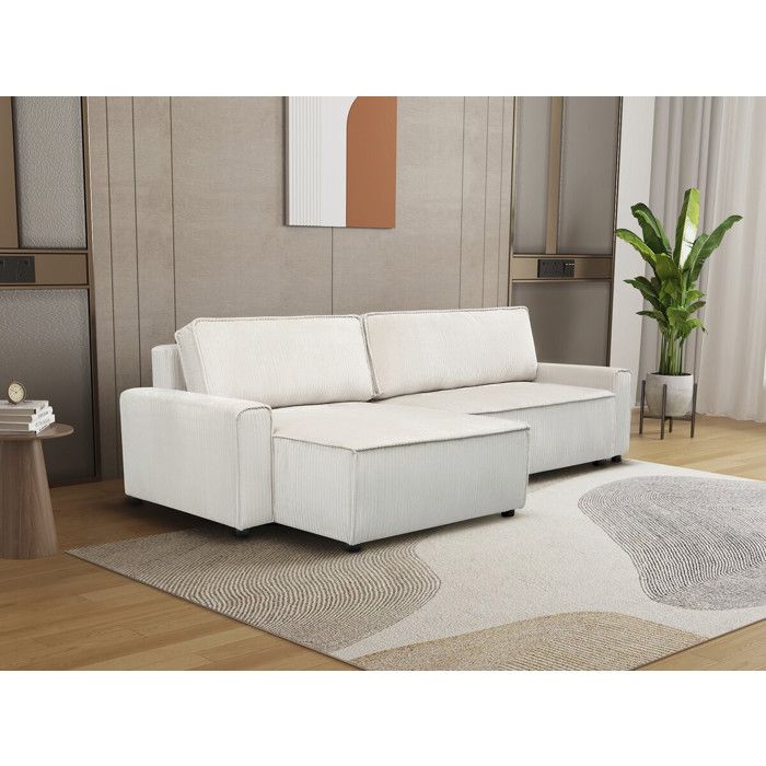 Produit similaire: Canapé d'angle convertible en velours côtelé "Montaigne" - 3 places  - Beige 282 x 153 x 93 cm, Beige.