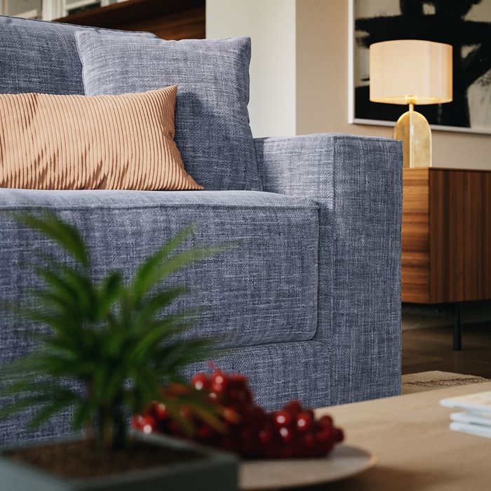 Slome - Canapé convertible 3 places tissu bleu - Vue supplémentaire 1
