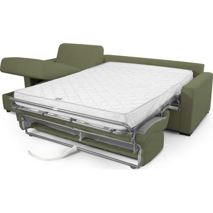 Canapé d'angle convertible réversible 5 places en tissu bouclette vert kaki - ouverture express - Paloma - Vue supplémentaire 3