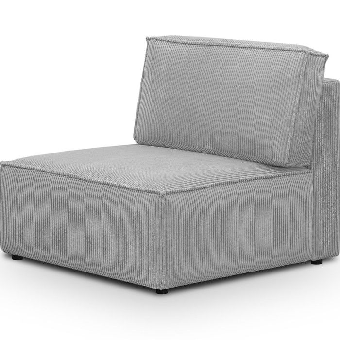 Canapé modulable convertible 5 places avec coffre de rangement en velours côtelé gris clair - Harper Mod - Vue supplémentaire 3