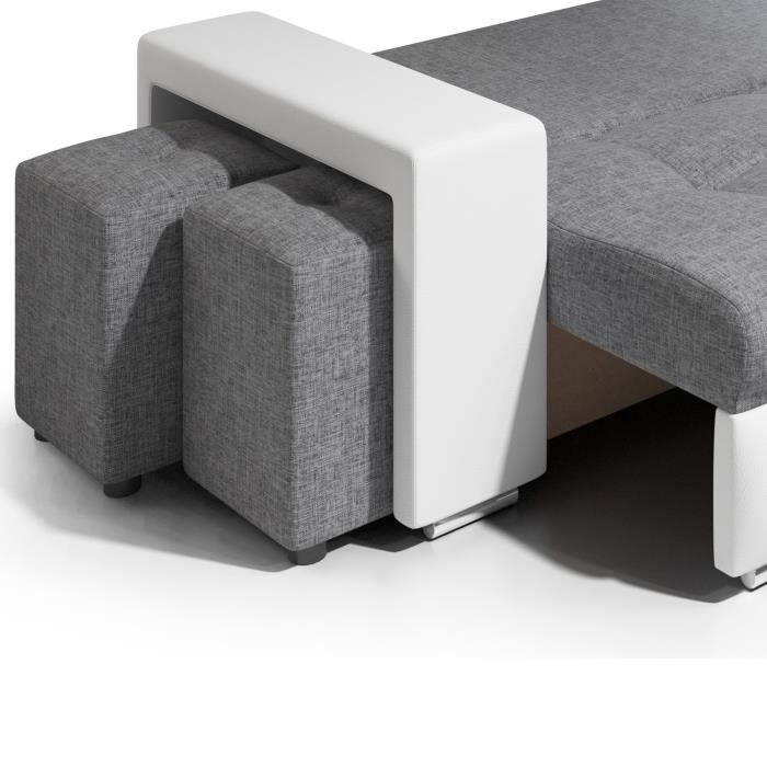 Canapé d'angle convertible Simon - LESTOCKDESIGN - Blanc/Gris - Coffre de rangement - Réversible - Vue supplémentaire 3