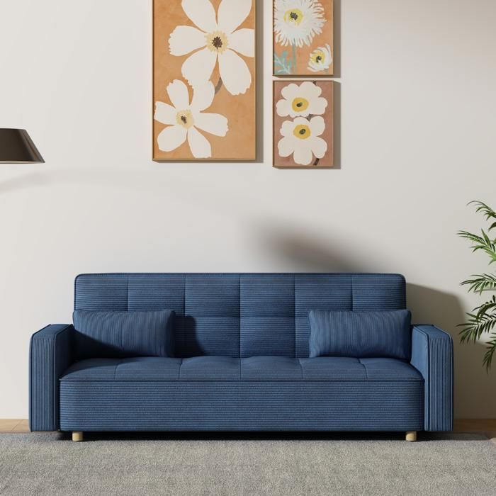 Produit similaire: Canapé convertible - COPENHAGUE - Concept Usine - 3 places - Velours cotelé - couleur Bleu - contemporain