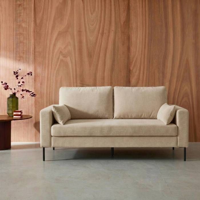 Produit similaire: Canapé en velours côtelé beige - Bjorn - Canapé 3 places fixe droit pieds métal