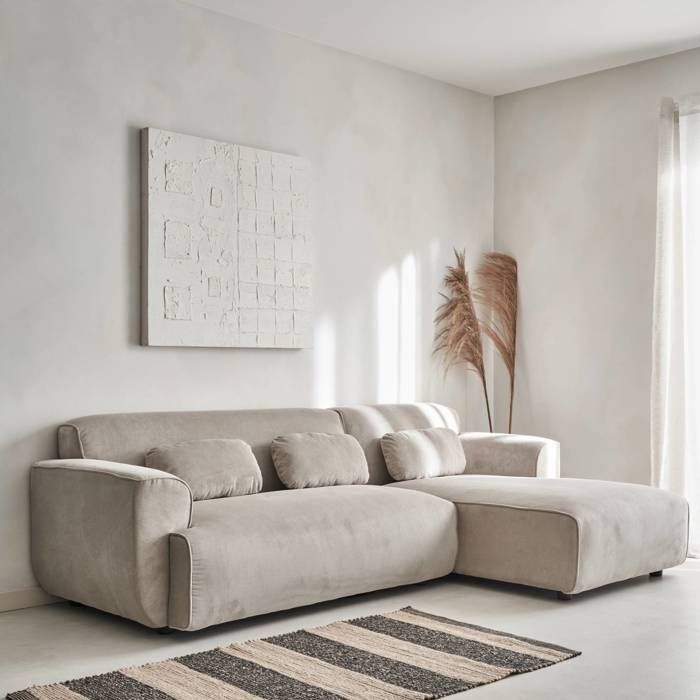 Produit similaire: Canapé d'angle droit. 2 à 3 places. velours côtelé. Wallas L 196 x P 151 / 91 / x H 73cm