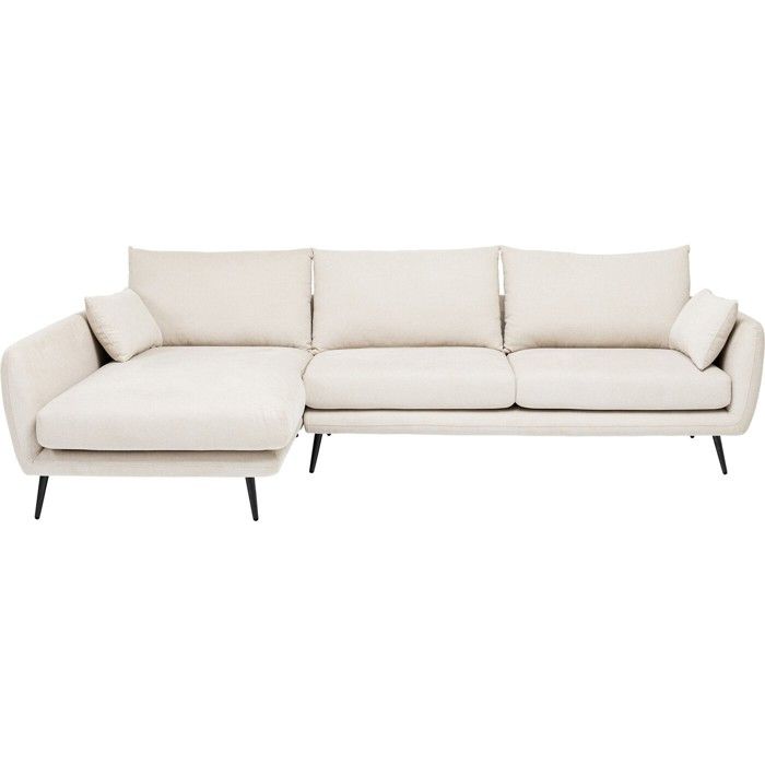 Canapé d'angle gauche en tissu crème - AMALFI - Longueur 231cm - Beige - Simili - Vue supplémentaire 1