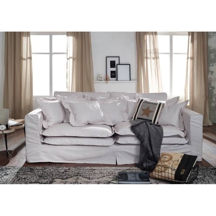 Canapé profondeur XXL 240x144x95cm (Blanc) - NORA