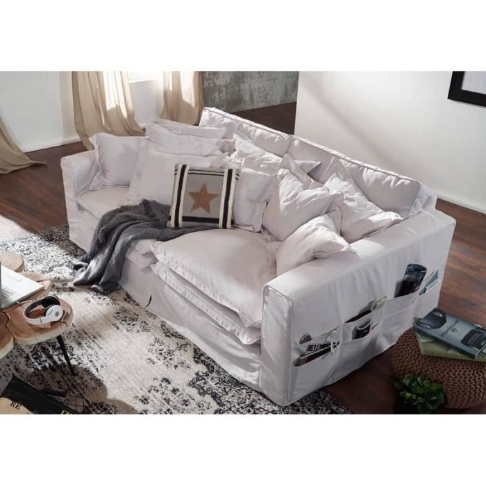 Canapé profondeur XXL 240x144x95cm (Blanc) - NORA - Vue supplémentaire 3